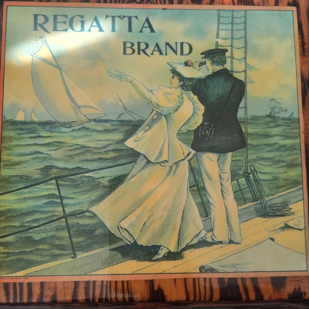 Regatta Brand Vintage Nautical Wood Plaque Wall Art Schmidt Litho Co SF 134